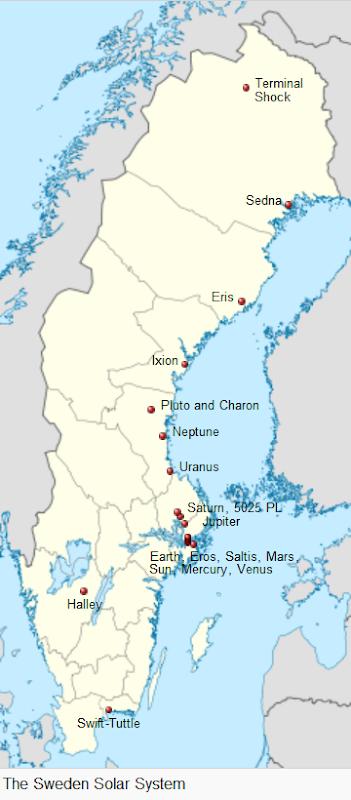 Map of the Sweden Solar System — every object from the Sun to the edge of the heliosphere